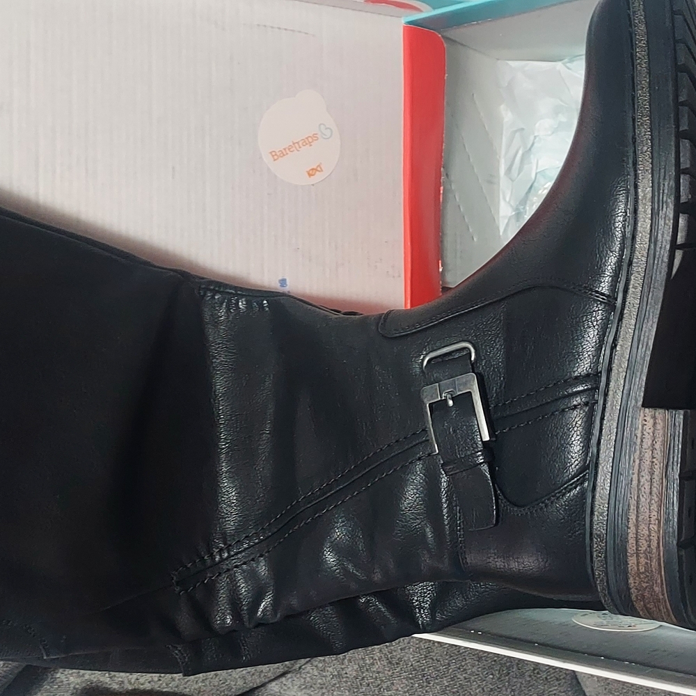 Black Leather Boots with Buckle